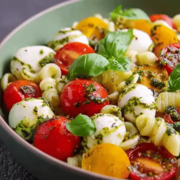 Pesto Pasta Caprese Salad