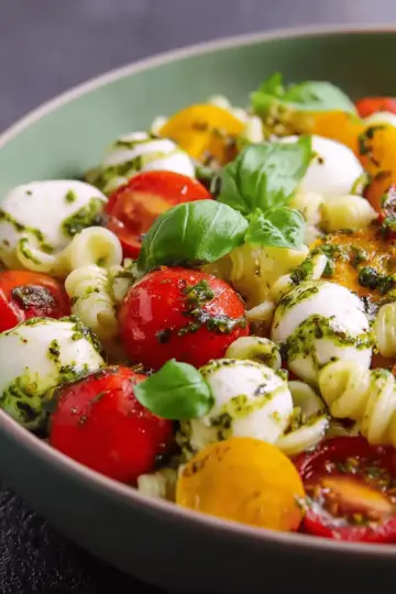 Pesto Pasta Caprese Salad
