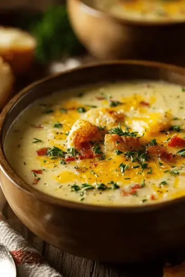 Hearty Cheddar Garlic Herb Potato Soup Recipe