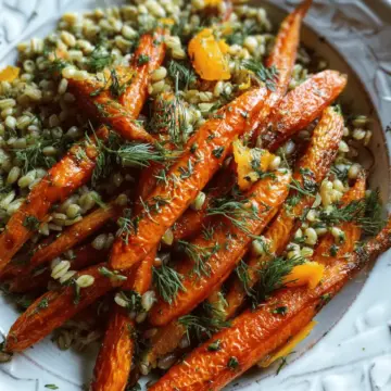 Roasted Carrots and Farro with Citrus, Ginger and Dill