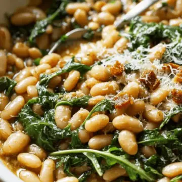 Braised White Beans with Garlic and Arugula