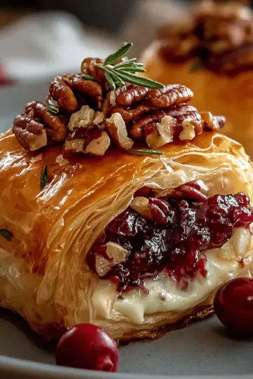 Cranberry Pecan Brie in Flaky Puff Pastry