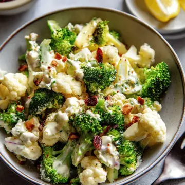 Apple Broccoli Cauliflower Salad with Lemon