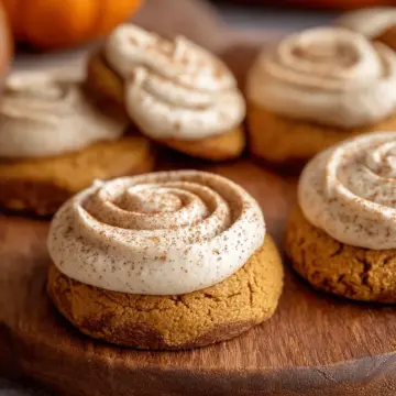 Soft Pumpkin Cookies with Cinnamon Frosting