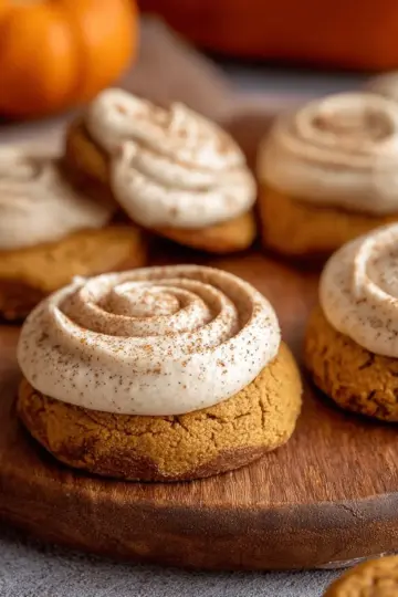 Soft Pumpkin Cookies with Cinnamon Frosting