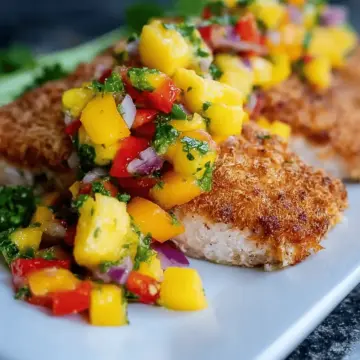 Coconut Crusted Salmon with Mango Pineapple Salsa