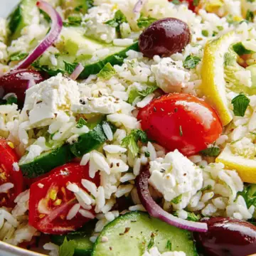 Greek lemon rice salad