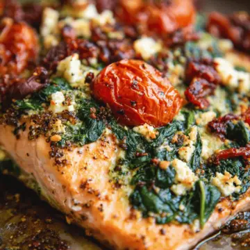 Tomato and Feta Baked Salmon with Spinach