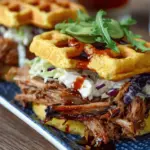 Cornbread Waffle Pulled Pork Sandwiches