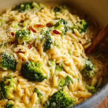 Creamy One-Pot Broccoli Cheddar Orzo