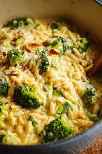 Creamy One-Pot Broccoli Cheddar Orzo