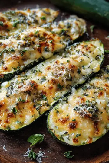 Cheesy Garlic Zucchini Steaks