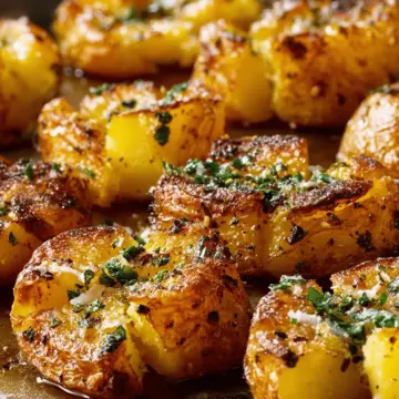 Crispy Smashed Potatoes with Garlic Butter