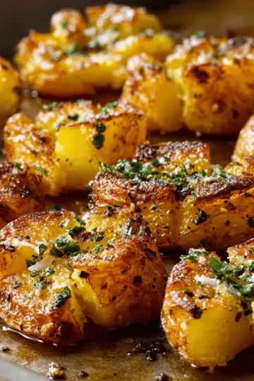 Crispy Smashed Potatoes with Garlic Butter