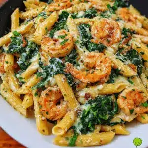 Cheese Shrimp Penne Pasta & Spinach