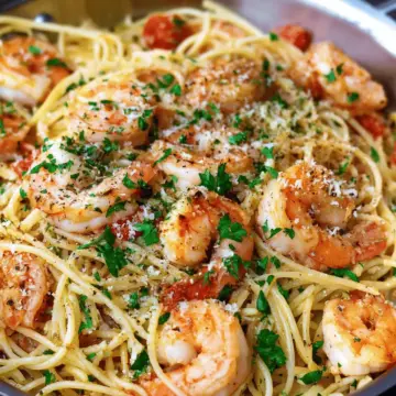 Garlicky Shrimp Pasta with White Wine and Lemon