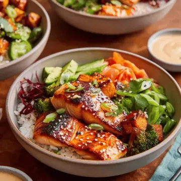 Honey Glazed Salmon Bowls