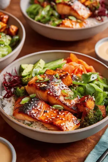 Honey Glazed Salmon Bowls