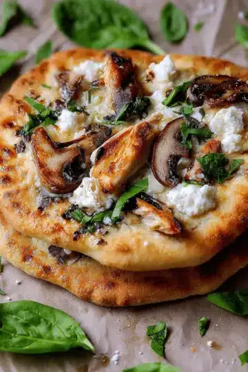 Mushroom & Chicken Pita Flatbreads