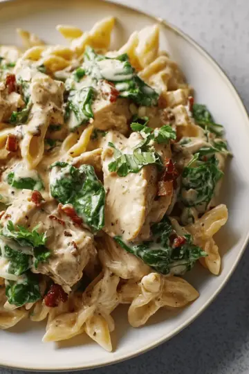 Slow-Cooker Creamy Tuscan Chicken Pasta