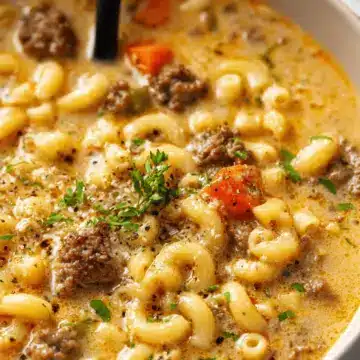 One-Pot Macaroni Cheeseburger Soup