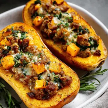 Apple Sausage Stuffed Butternut Squash