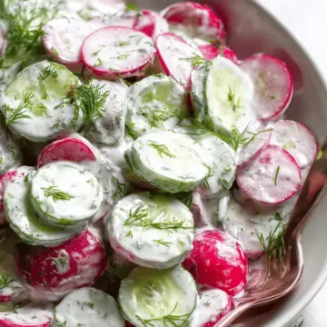 Cucumber Radish Salad w/ Yogurt Dill Dressing