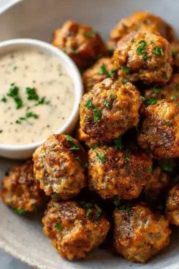 Creole Sausage Balls with Remoulade Dipping Sauce