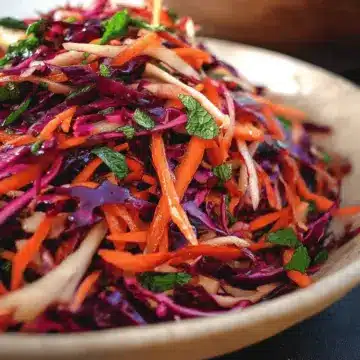 Shredded Red Cabbage, Carrot and Mint Salad