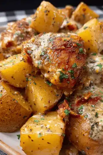 Crockpot Garlic Parmesan Chicken and Potatoes