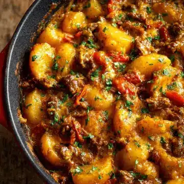 Cheesy One Pot Beef and Potatoes