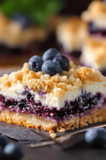 Blueberry Cream Cheese Crumb Bars
