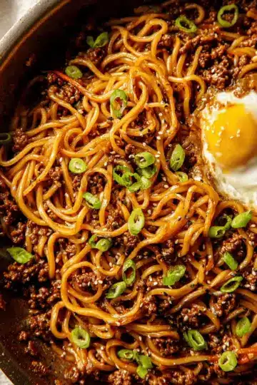 Mongolian Ground Beef Noodles