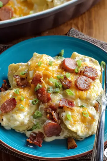Crock Pot Pierogi and Kielbasa Casserole