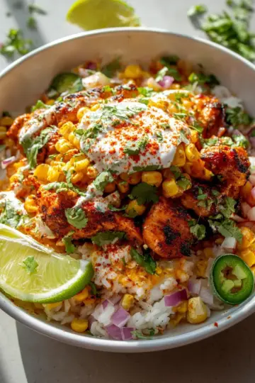 Street Corn Chicken Rice Bowl