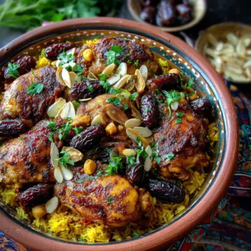 Moroccan Chicken and Rice with Dates & Olives
