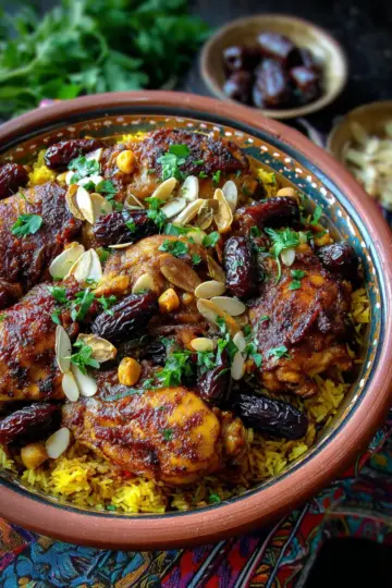Moroccan Chicken and Rice with Dates & Olives