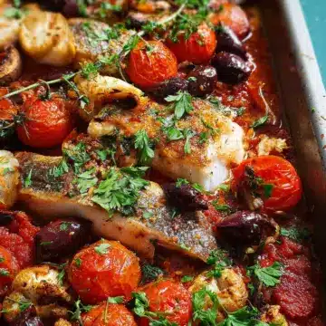 Puttanesca fish tray bake