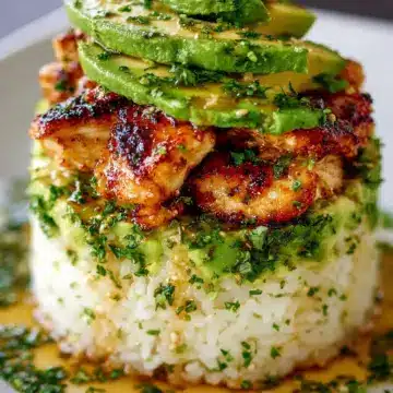Honey Lime Chicken & Avocado Rice Stack