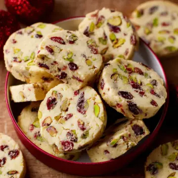 Cranberry Pistachio Shortbread Cookies