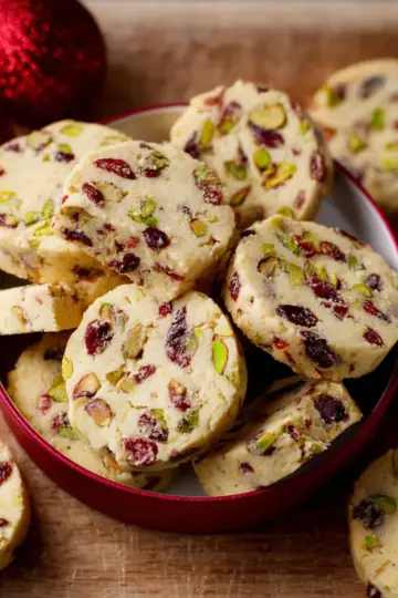 Cranberry Pistachio Shortbread Cookies