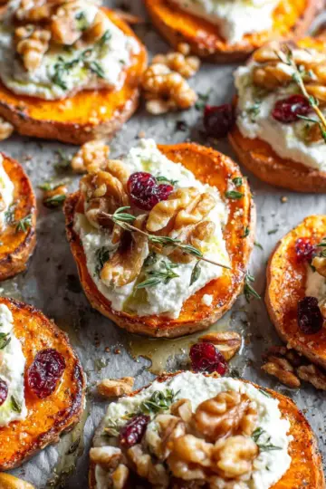 Sweet Potato Rounds with Herbed Ricotta and Walnuts