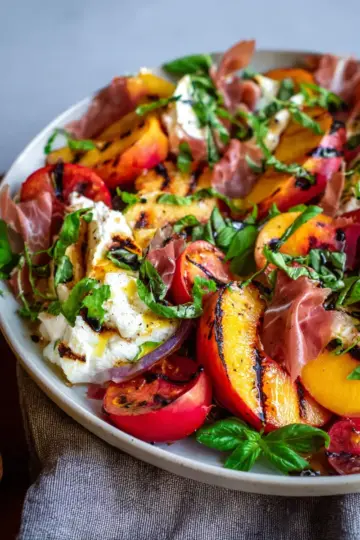 Grilled Nectarine Burrata Prosciutto Salad