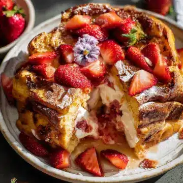 Baked Strawberry Cream Cheese Stuffed French Toast
