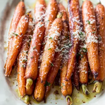 Balsamic and Garlic Roasted Carrots with Parmesan