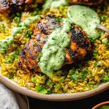 Peruvian Chicken & Rice with Green Sauce