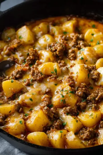 One-Pan Cheesy Ground Beef and Potatoes Recipe