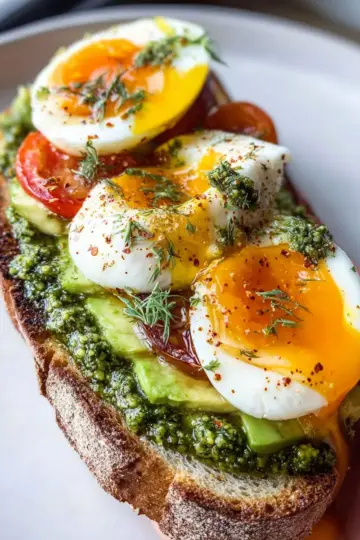 Jammy Egg, Avocado & Pesto Toast