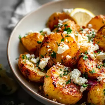 Easy Greek Roast Potatoes With Lemon And Feta