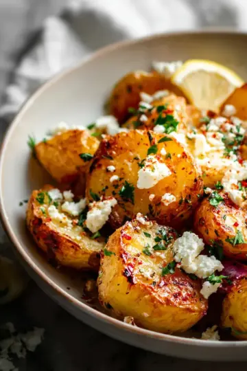 Easy Greek Roast Potatoes With Lemon And Feta